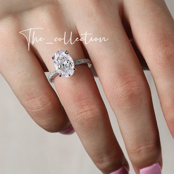 9CT 925 STERLING SILVER DIAMOND OVAL RING - Picture 6 of 6